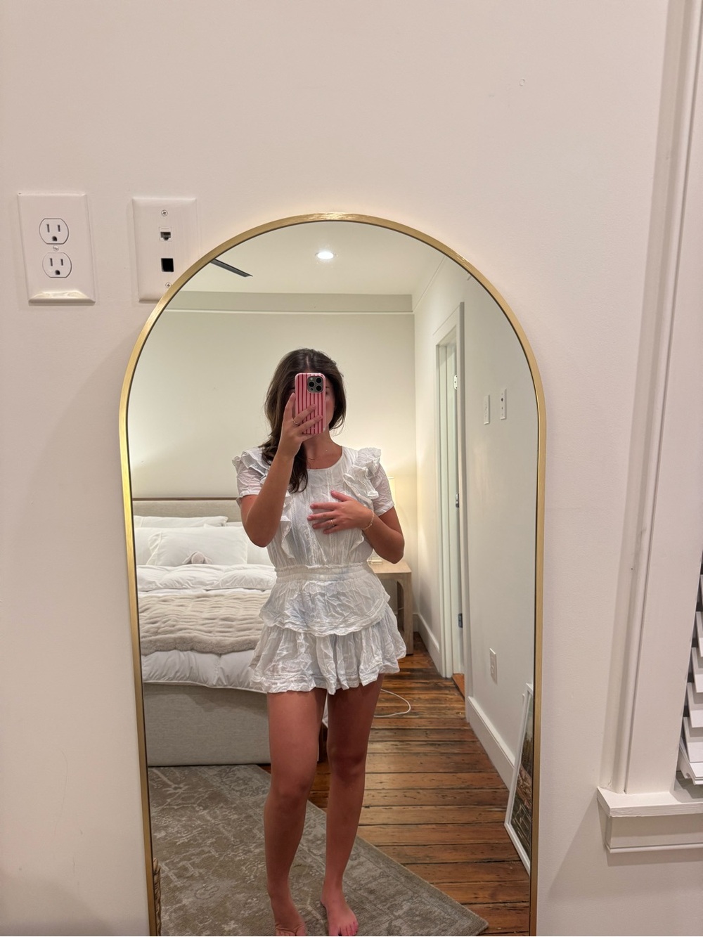 NWT LoveShackFancy light blue Ruffled Mini Dress